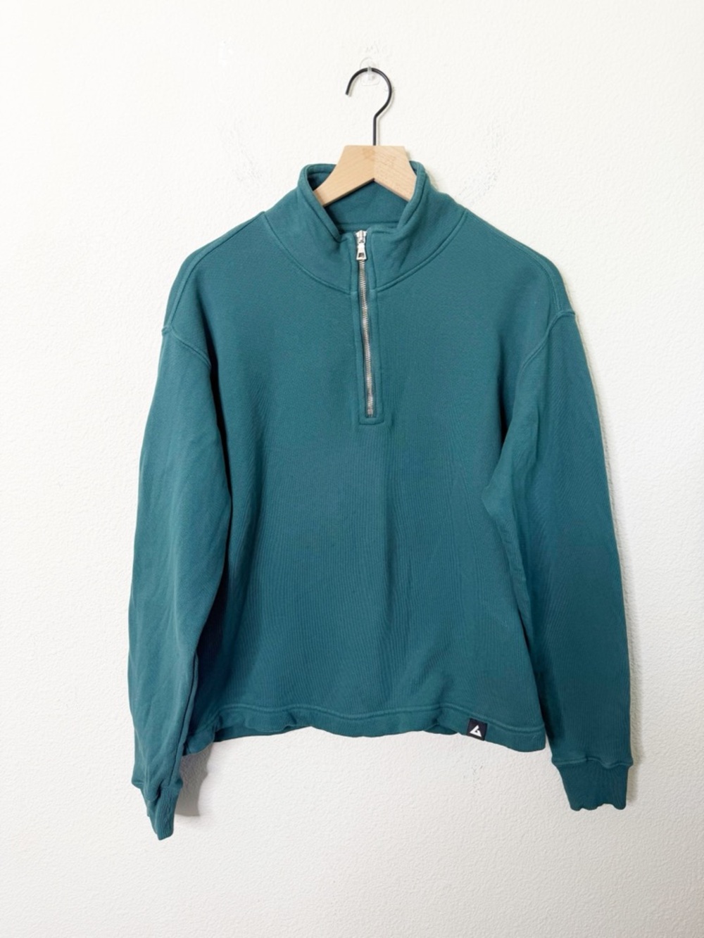American Giant Teal Green French Terry Half Zip Pullover‎ Sweater Womens Size L
